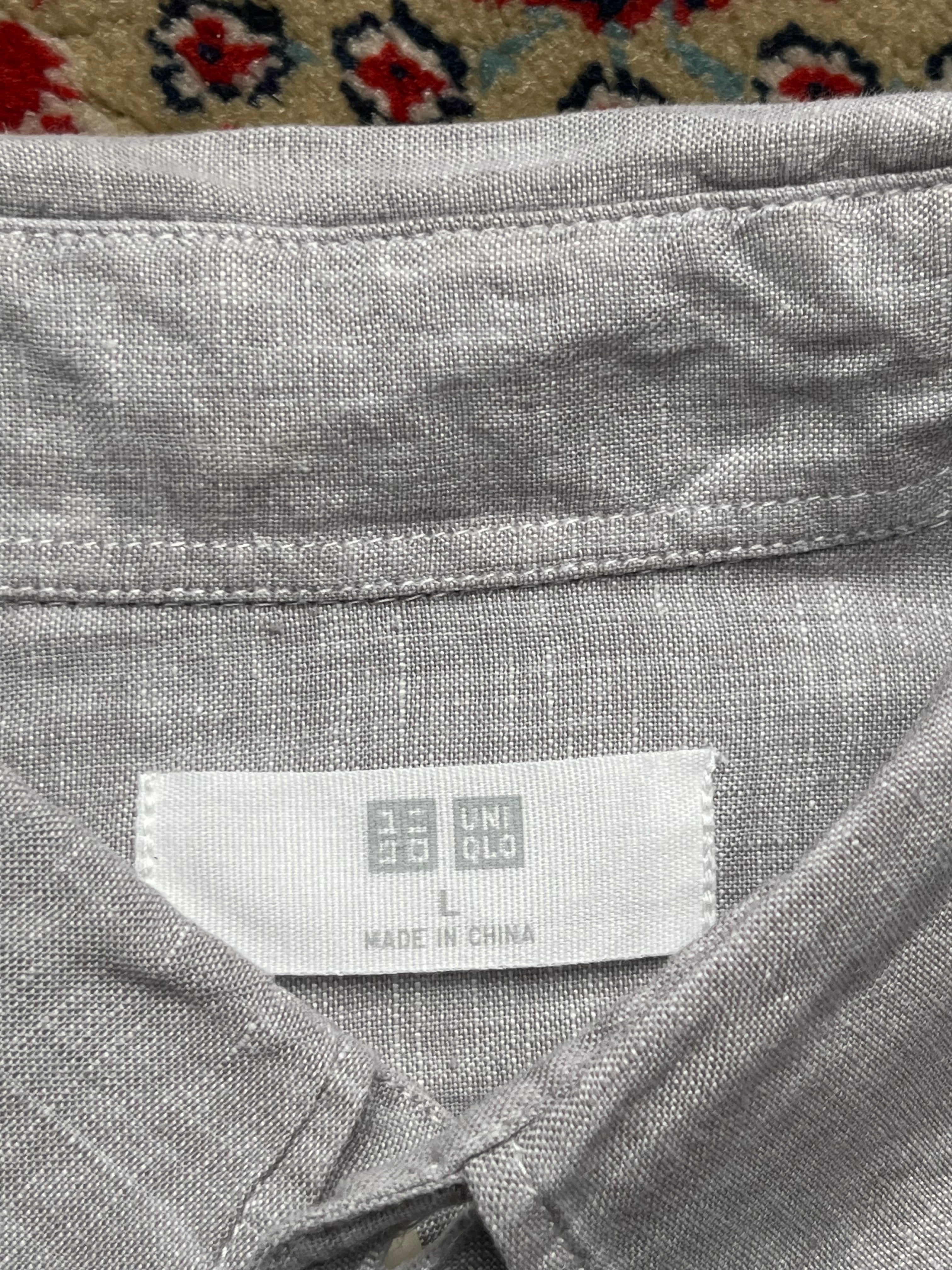 UNIQLO Gray Linen BUTTON DOWN SHIRT - M