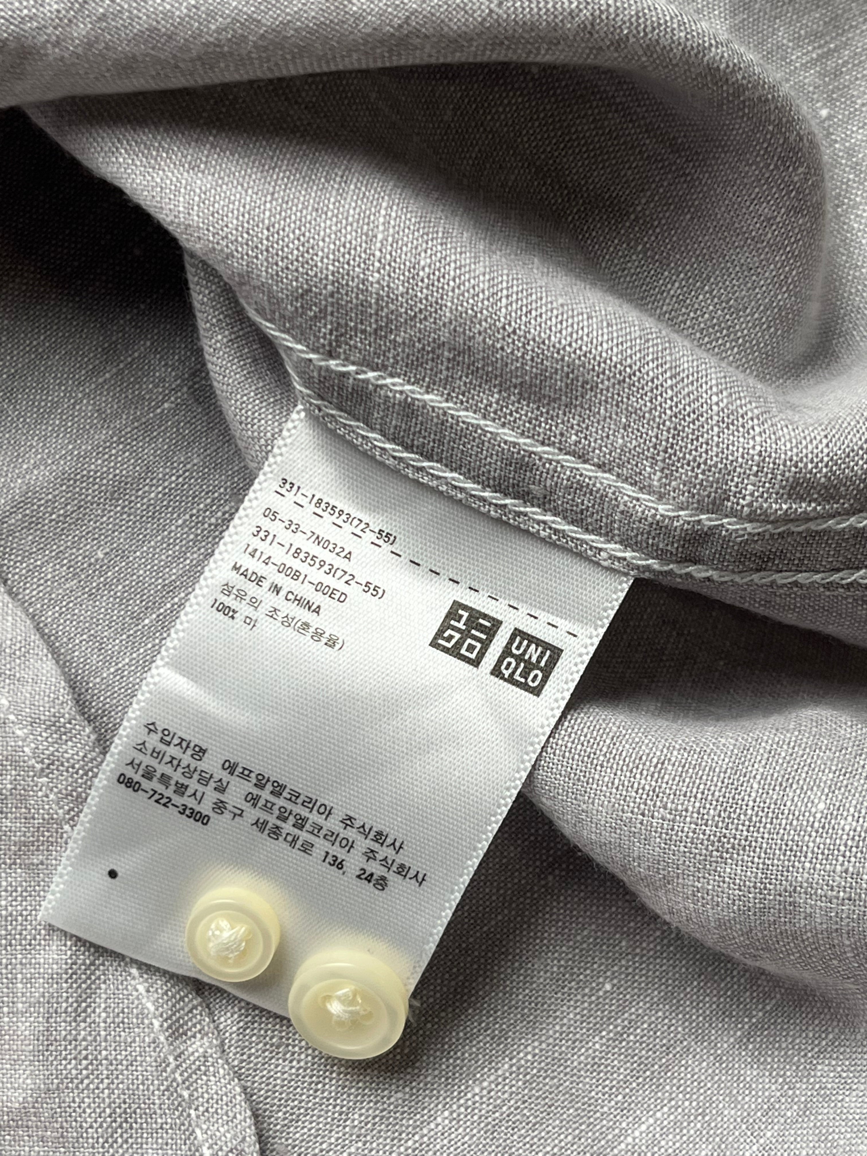 UNIQLO Gray Linen BUTTON DOWN SHIRT - M