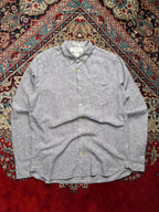 H&M L.O.G.G. Gray Cotton Linen Regular Fit BUTTON DOWN SHIRT - L