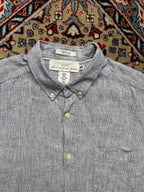 H&M L.O.G.G. Gray Cotton Linen Regular Fit BUTTON DOWN SHIRT - L