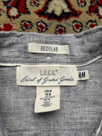 H&M L.O.G.G. Gray Cotton Linen Regular Fit BUTTON DOWN SHIRT - L