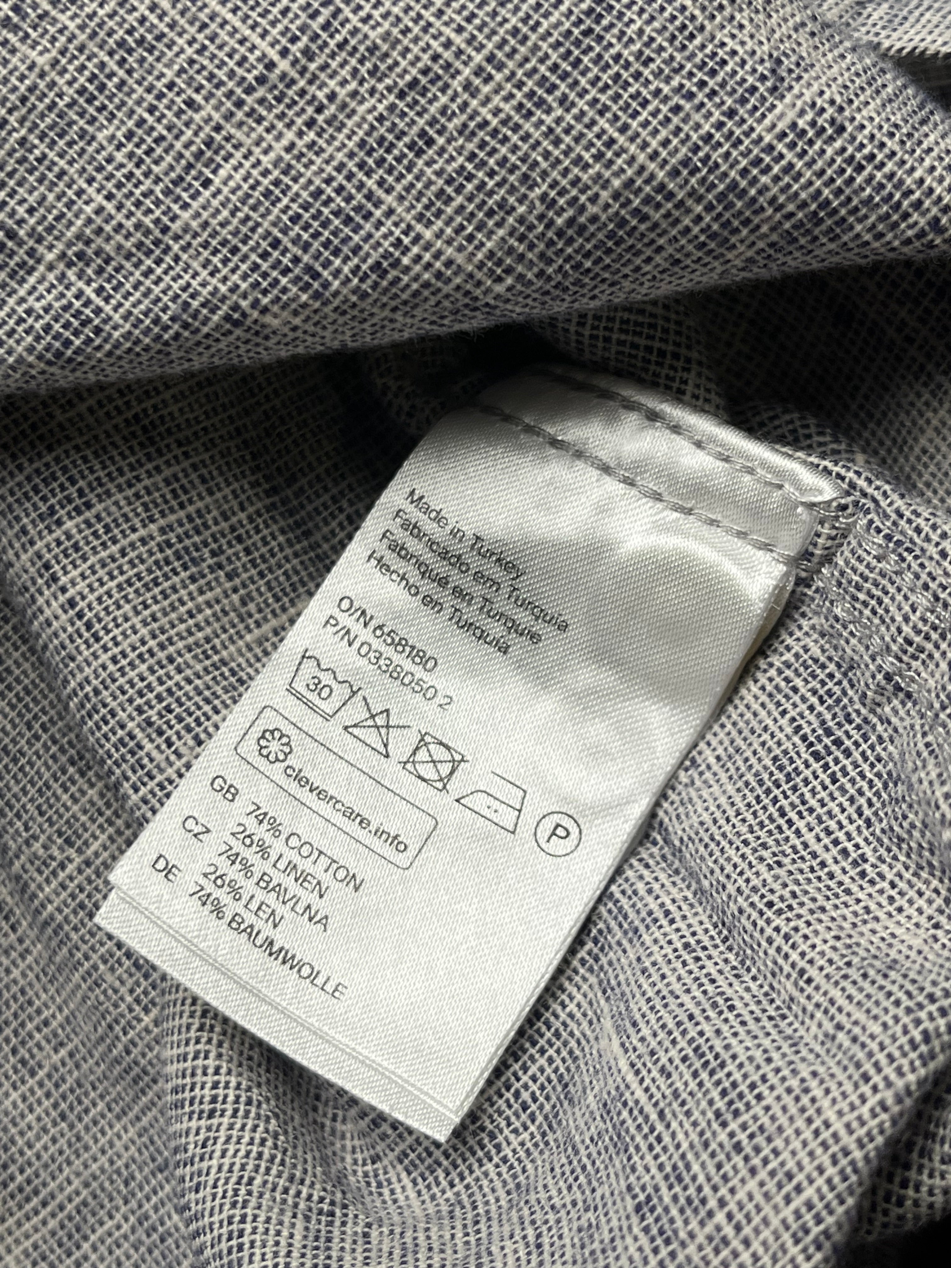 H&M L.O.G.G. Gray Cotton Linen Regular Fit BUTTON DOWN SHIRT - L