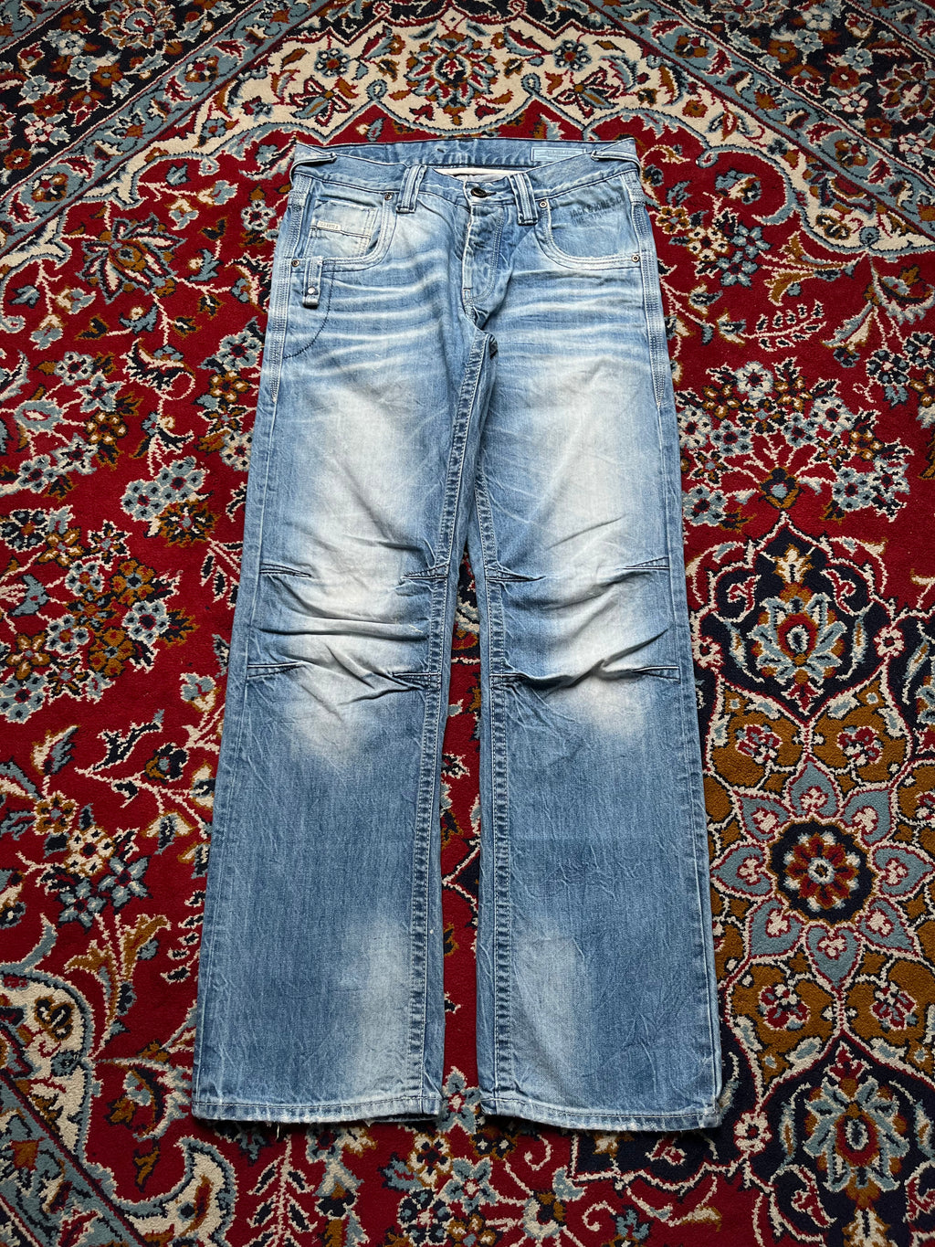 Jack & Jones Boxy Powel JJ579 Low Rise Light Washed Whiskered Jeans - 30