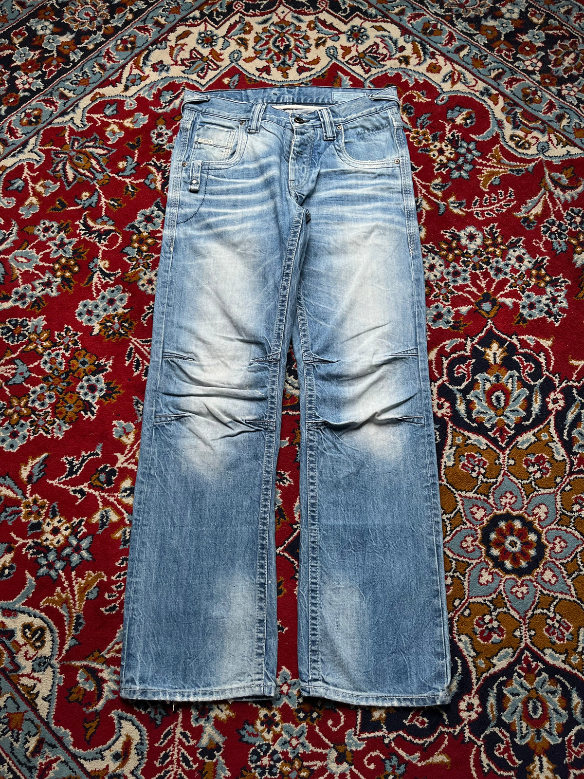 Jack & Jones Boxy Powel JJ579 Low Rise Light Washed Whiskered Jeans - 30