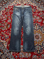 Smog New Yorker Dark Washed Distressed Straight Fit Jeans - 36