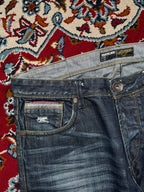 Smog New Yorker Dark Washed Distressed Straight Fit Jeans - 36