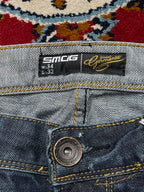 Smog New Yorker Dark Washed Distressed Straight Fit Jeans - 36