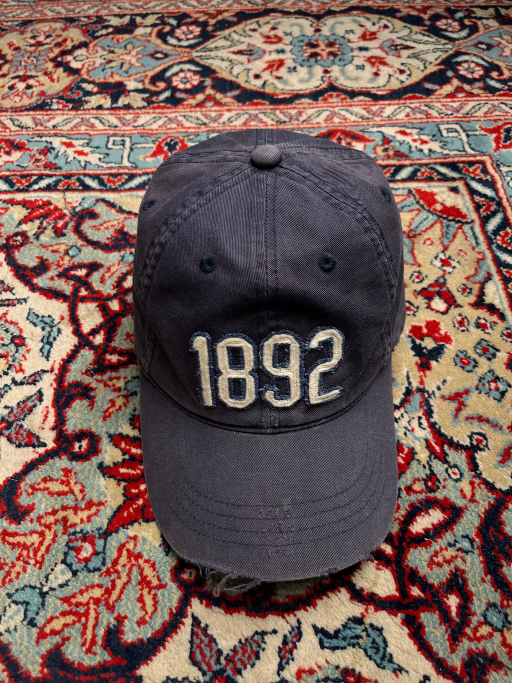 Vintage Abercrombie & Fitch 1892 Distressed Navy Blue Adjustable Baseball CAP
