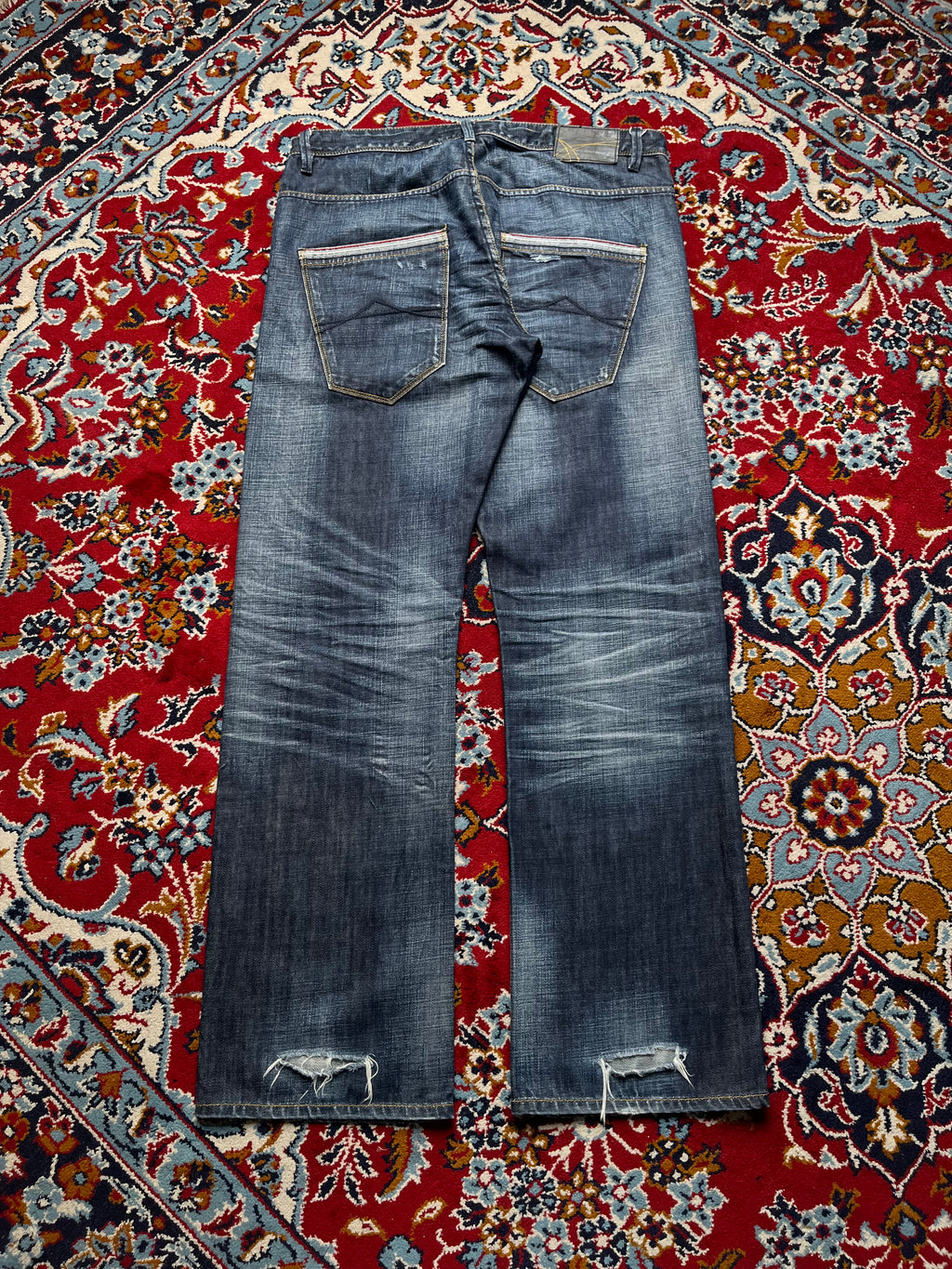 Smog New Yorker Dark Washed Distressed Straight Fit Jeans - 36