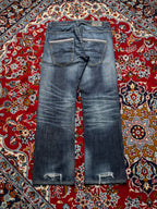 Smog New Yorker Dark Washed Distressed Straight Fit Jeans - 36