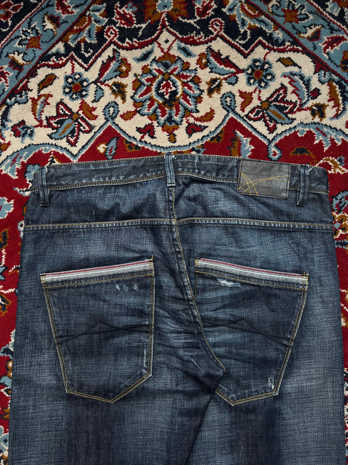 Smog New Yorker Dark Washed Distressed Straight Fit Jeans - 36