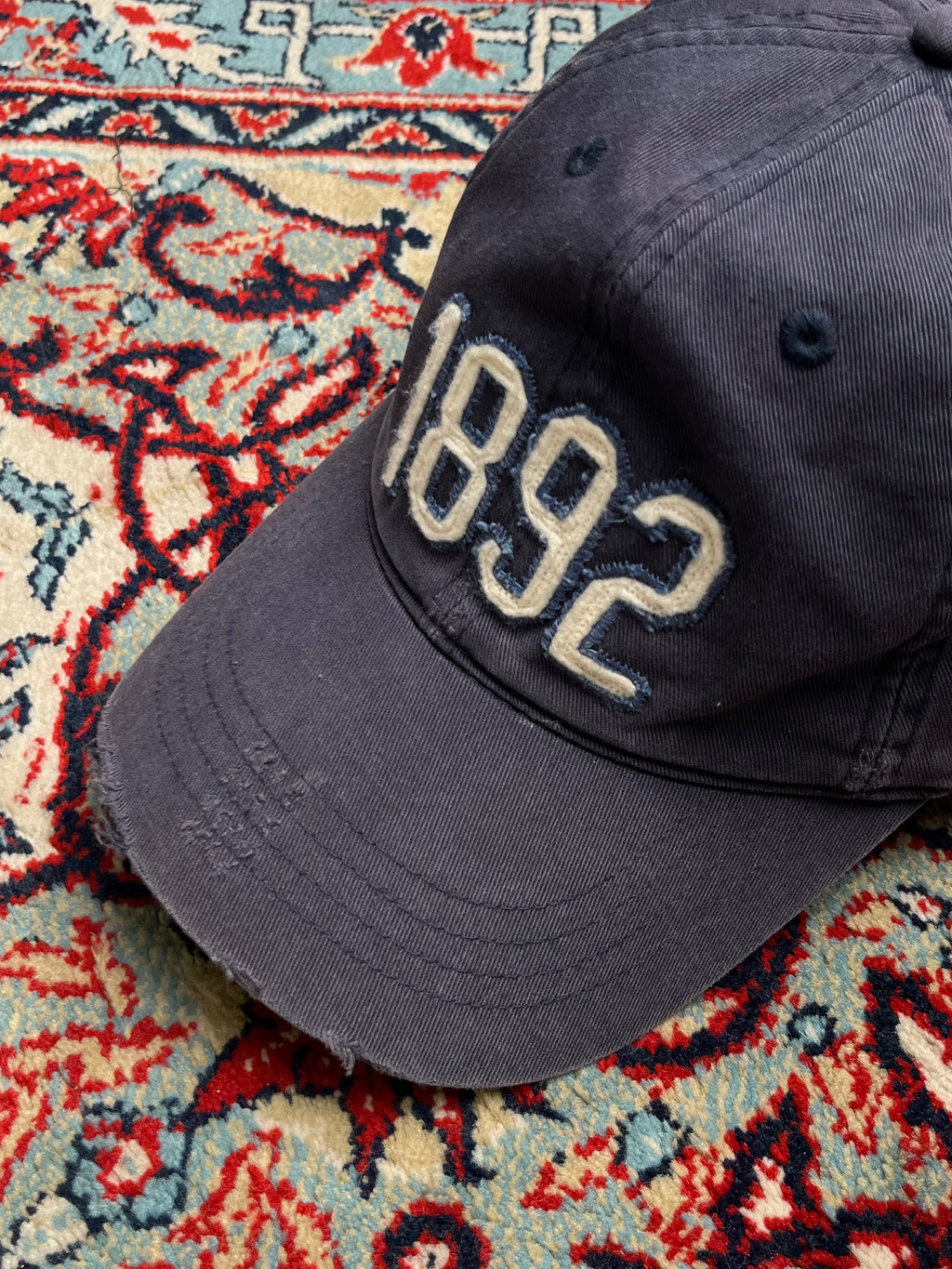 Vintage Abercrombie & Fitch 1892 Distressed Navy Blue Adjustable Baseball CAP
