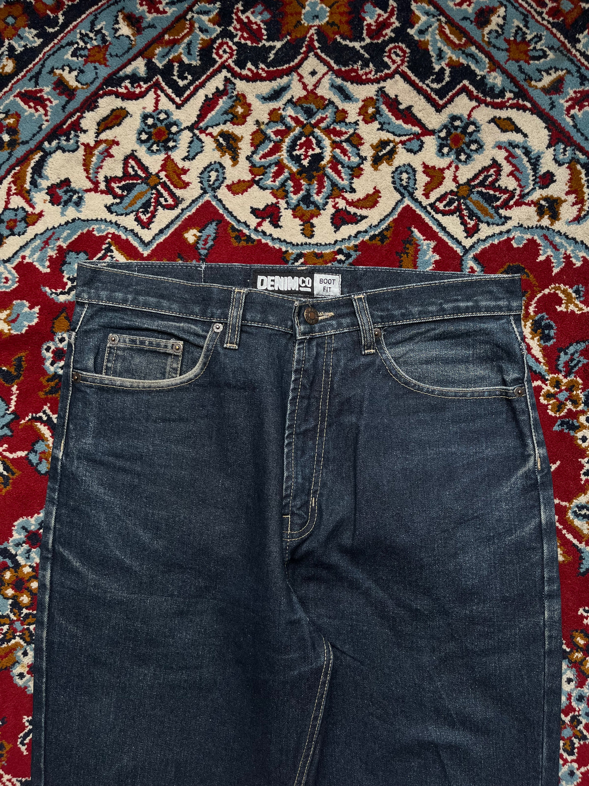 Denim Co Dark Washed Whiskered Classic Bootcut Jeans - 32