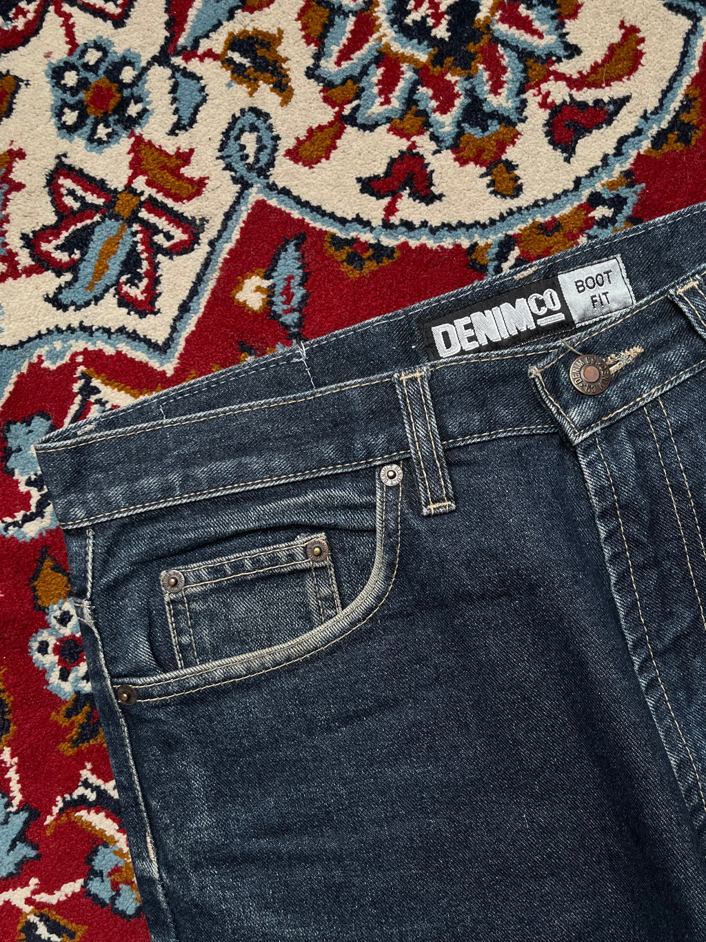 Denim Co Dark Washed Whiskered Classic Bootcut Jeans - 32