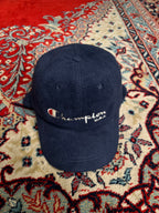 Vintage Champion U.S.A. Navy Blue Fleece Ear Flap Winter Baseball CAP
