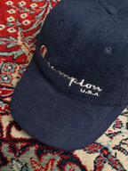 Vintage Champion U.S.A. Navy Blue Fleece Ear Flap Winter Baseball CAP