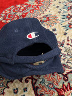Vintage Champion U.S.A. Navy Blue Fleece Ear Flap Winter Baseball CAP