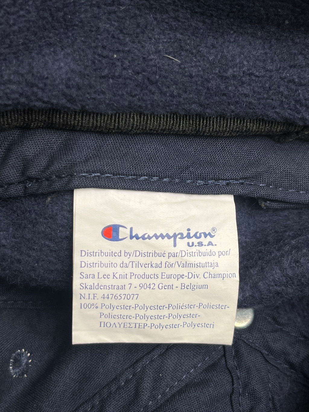Vintage Champion U.S.A. Navy Blue Fleece Ear Flap Winter Baseball CAP