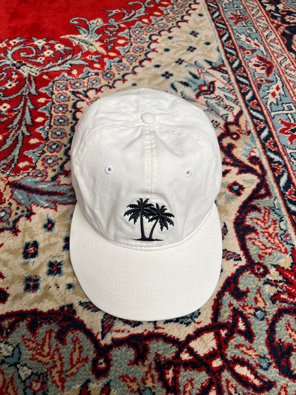 White Palm Tree Embroidered Cotton Adjustable Dad Baseball CAP