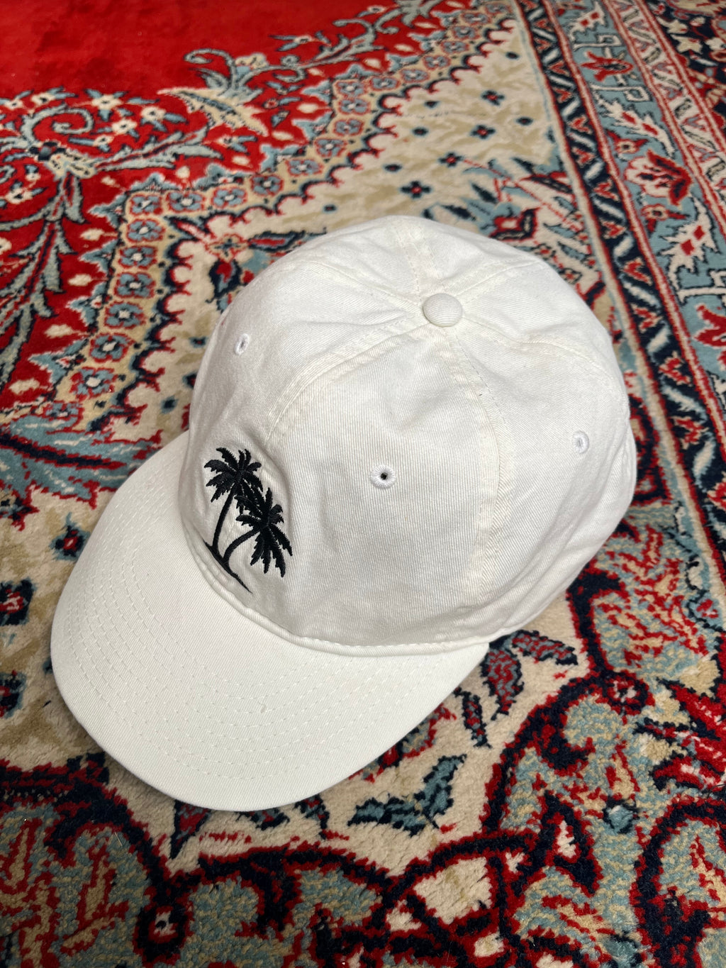White Palm Tree Embroidered Cotton Adjustable Dad Baseball CAP