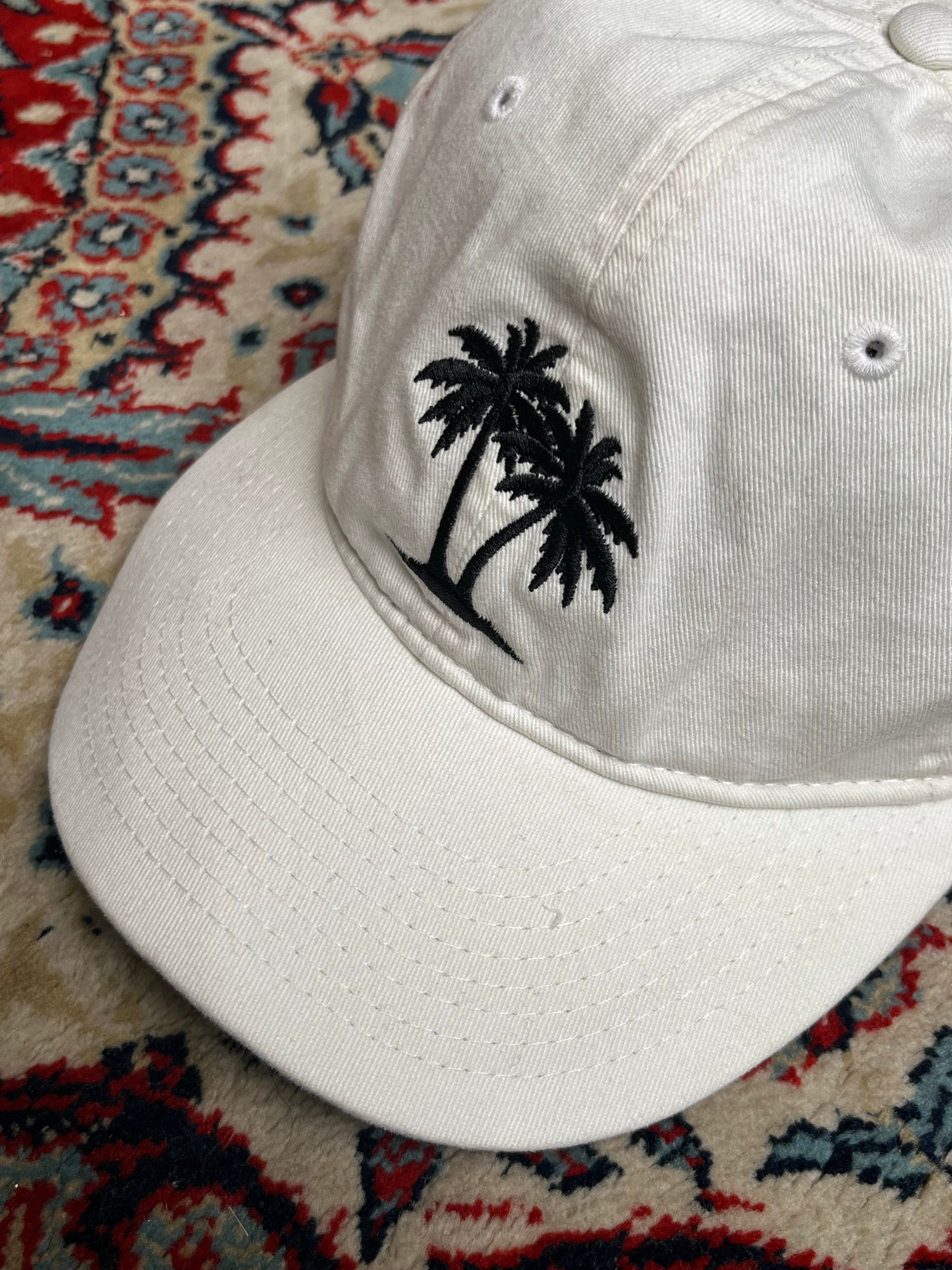 White Palm Tree Embroidered Cotton Adjustable Dad Baseball CAP