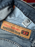 Diesel Industry Medium Washed Faded Relaxed Bootcut Jeans - 34