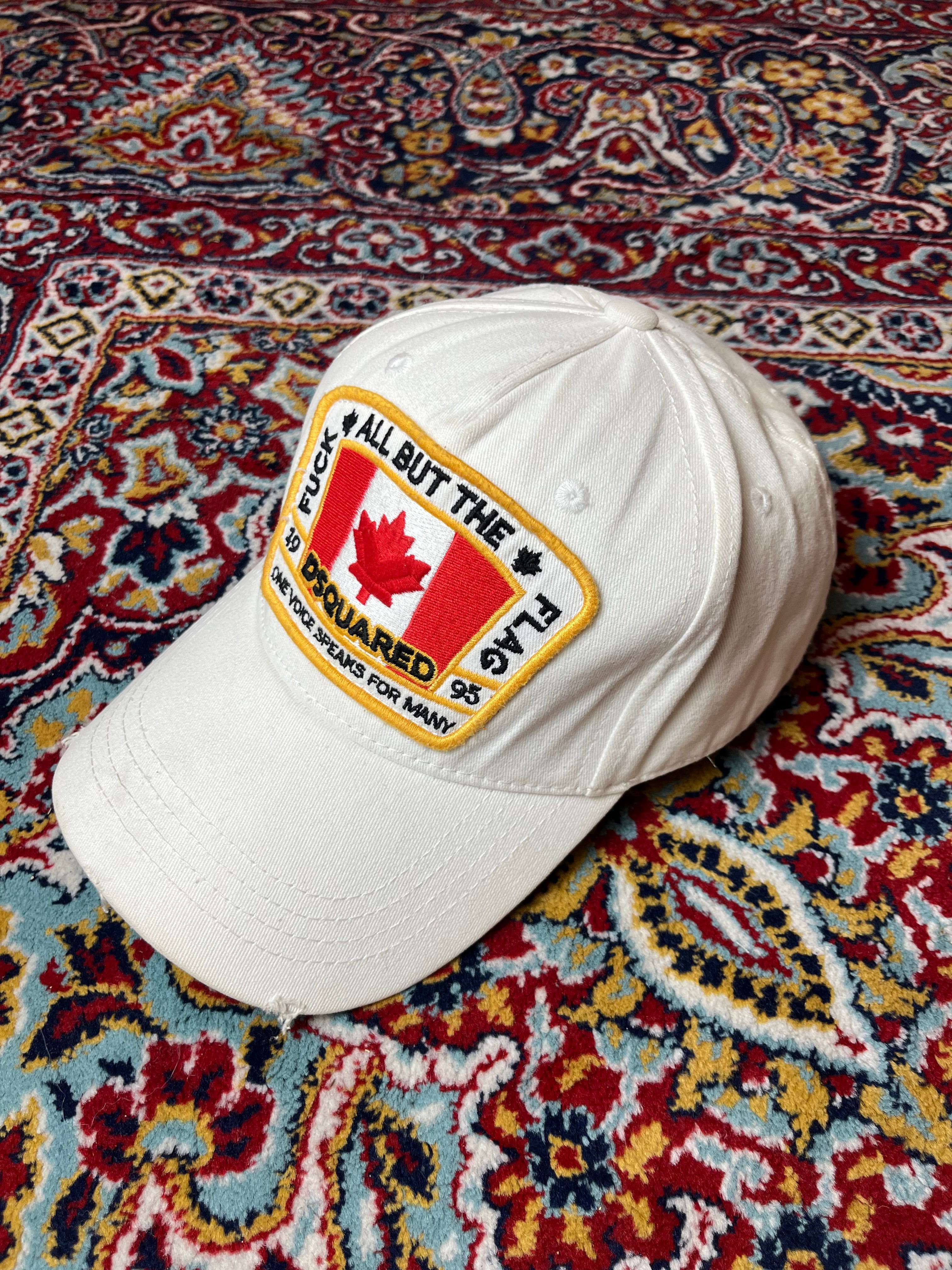 Dsquared2 White Canada Flag Embroidered Distressed Baseball CAP