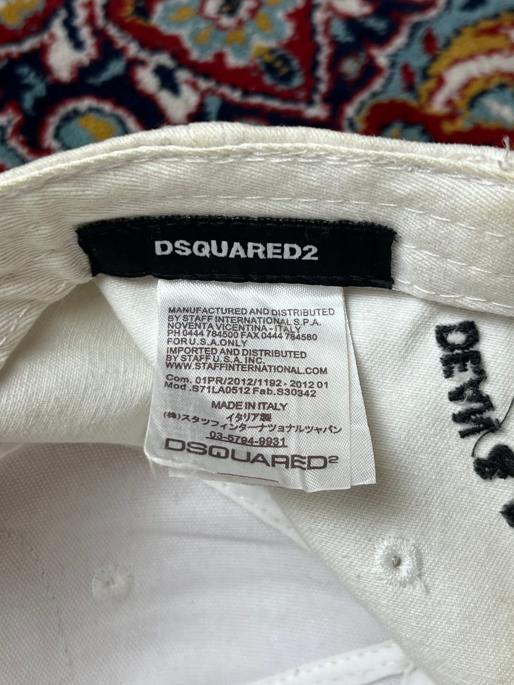 Dsquared2 White Canada Flag Embroidered Distressed Baseball CAP