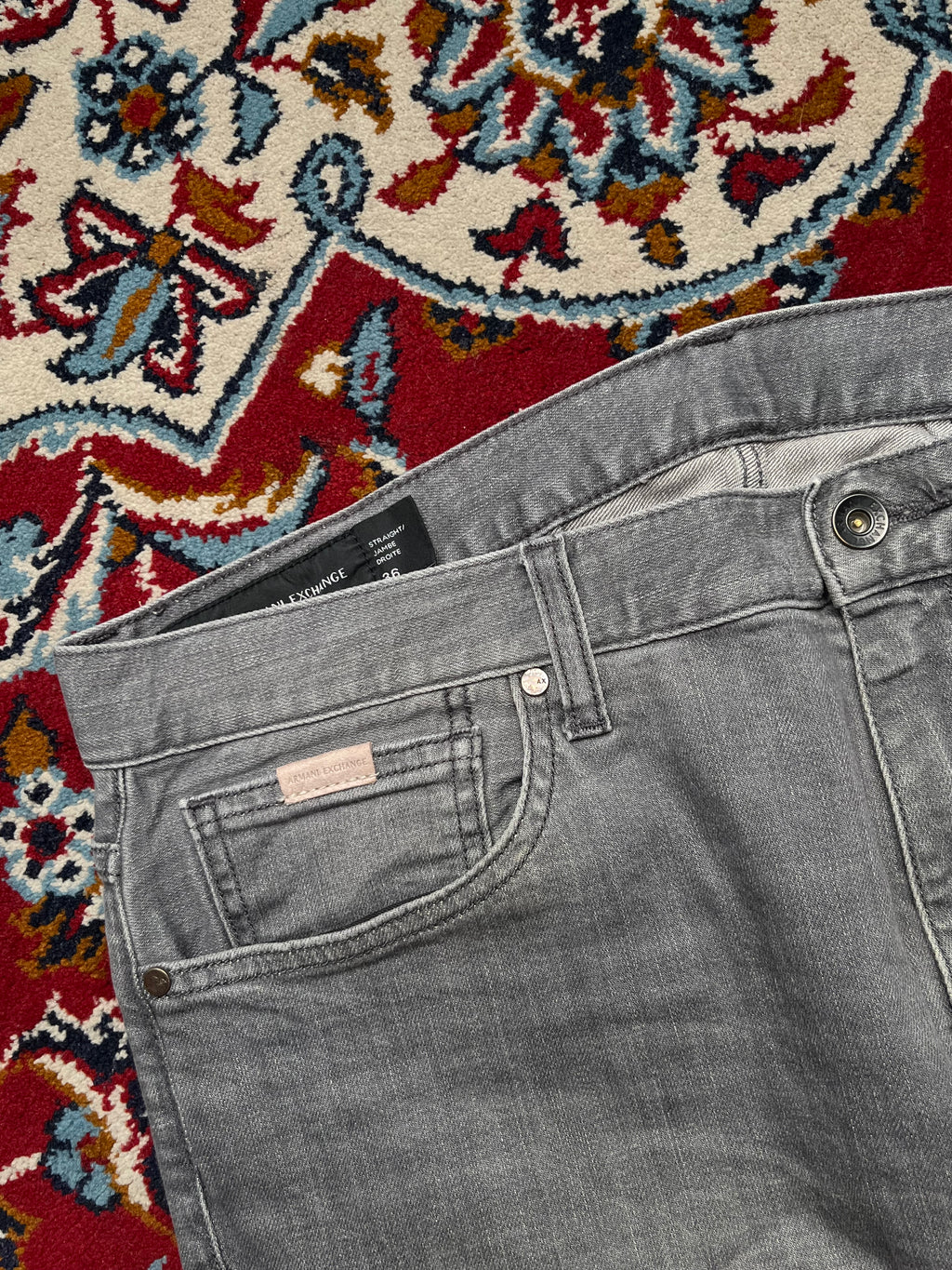 Armani Exchange A|X Faded Grey Straight Fit Jeans - 36