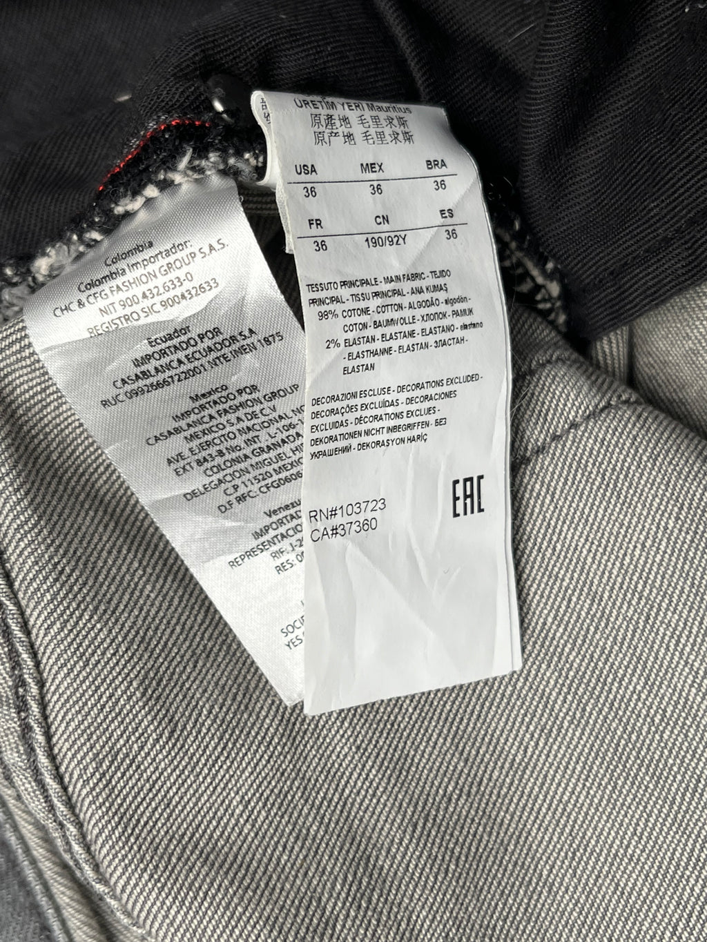 Armani Exchange A|X Faded Grey Straight Fit Jeans - 36