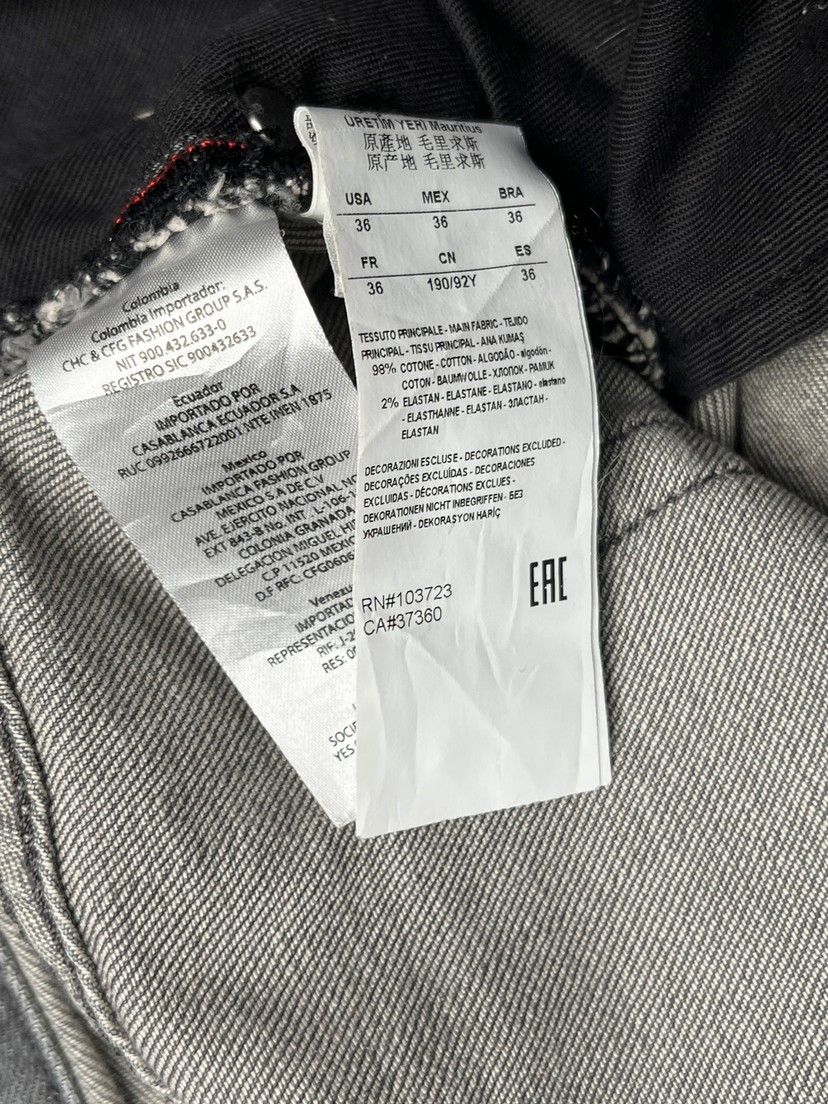 Armani Exchange A|X Faded Grey Straight Fit Jeans - 36