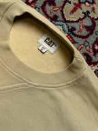 CAT Caterpillar Beige Embroidered Logo V-Insert Fleece Crewneck Sweatshirt - L