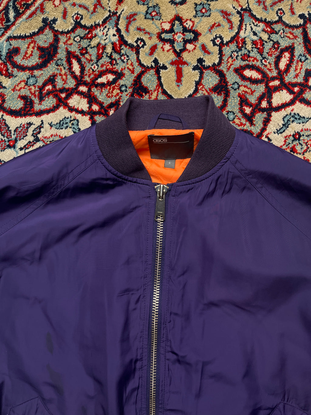 ASOS Purple Floral Rose Sleeve  Bomber Jacket - M