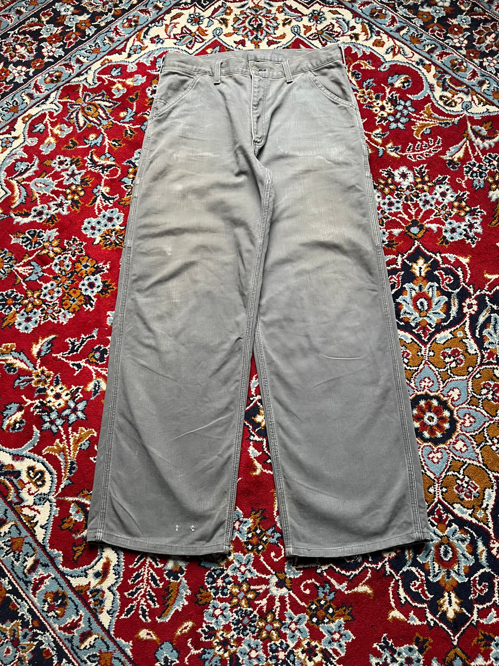Carhartt Vintage Faded Grey Canvas Duck Carpenter Jeans - 34