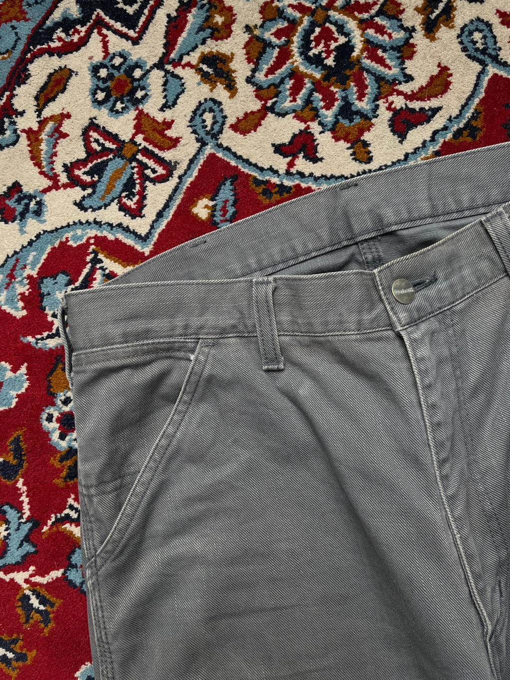 Carhartt Vintage Faded Grey Canvas Duck Carpenter Jeans - 34