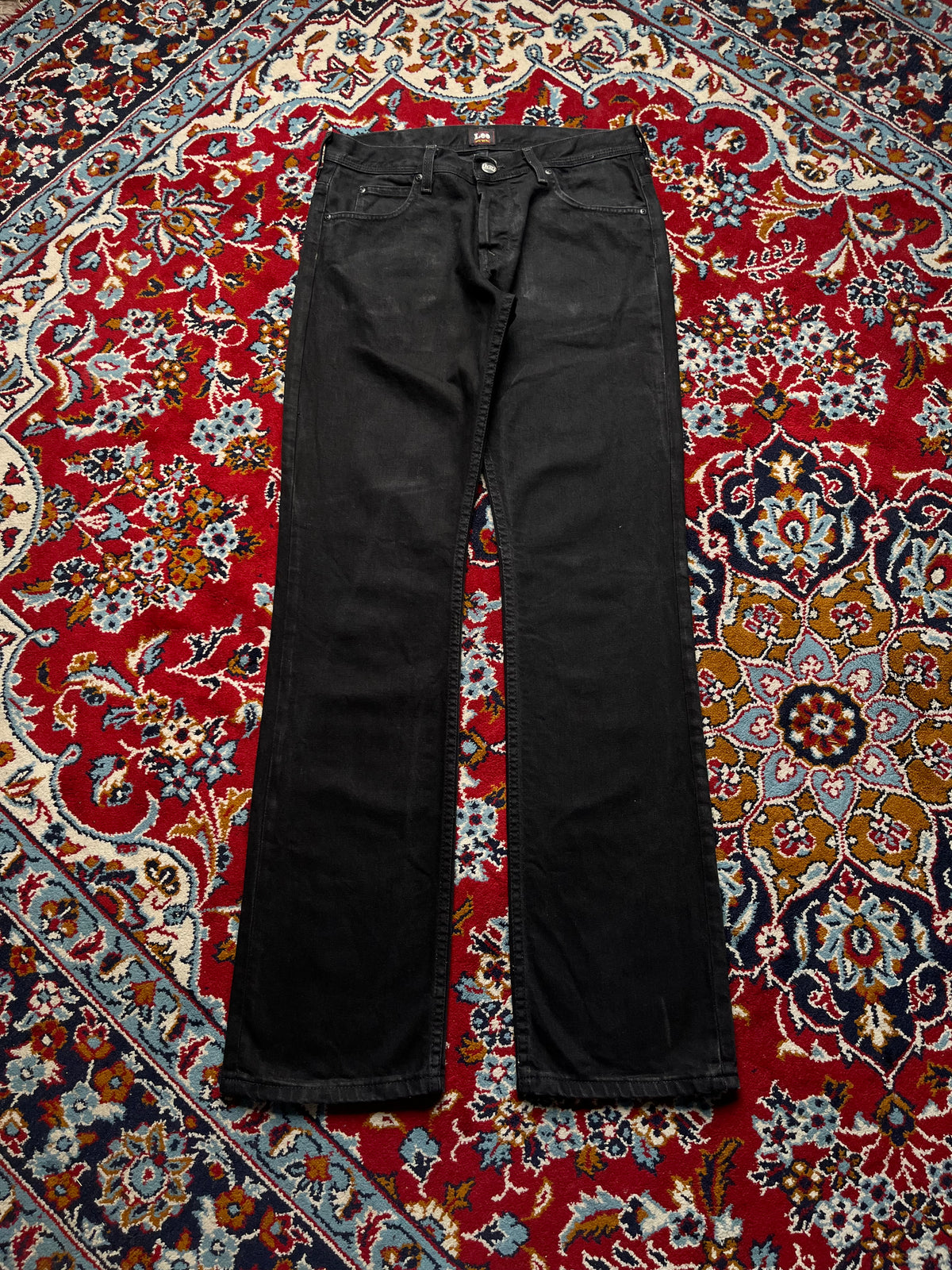 Vintage Lee Solid Black Low Rise  Straight Fit Jeans - 32