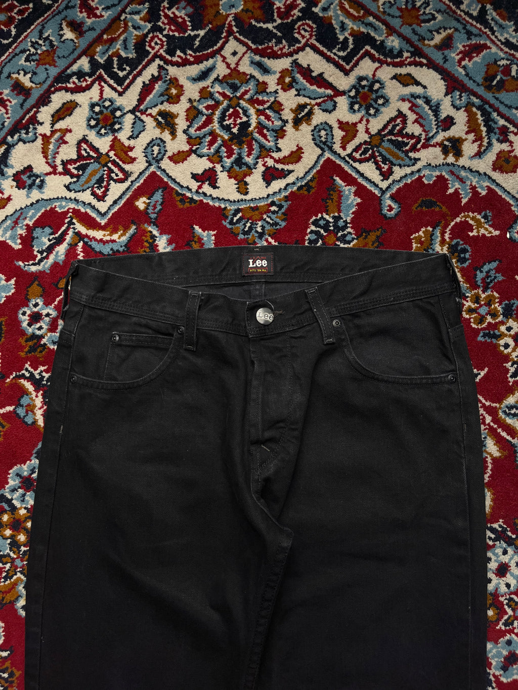 Vintage Lee Solid Black Low Rise  Straight Fit Jeans - 32
