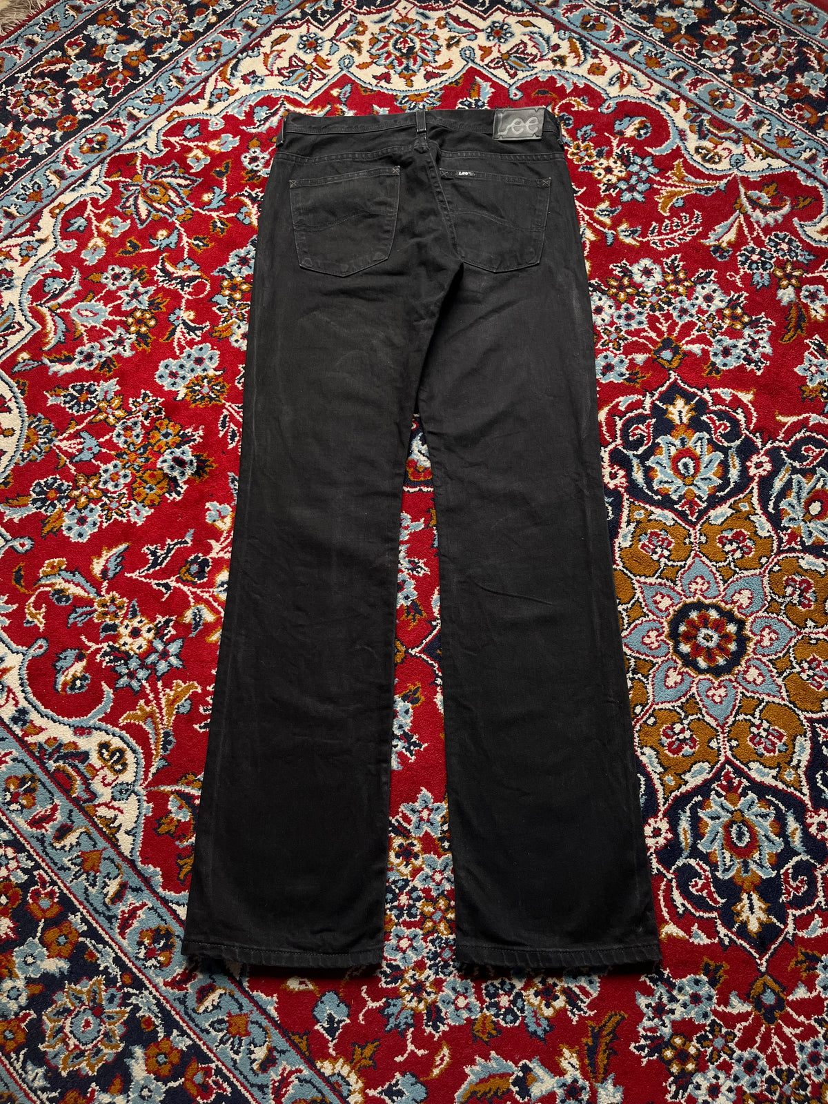 Vintage Lee Solid Black Low Rise  Straight Fit Jeans - 32