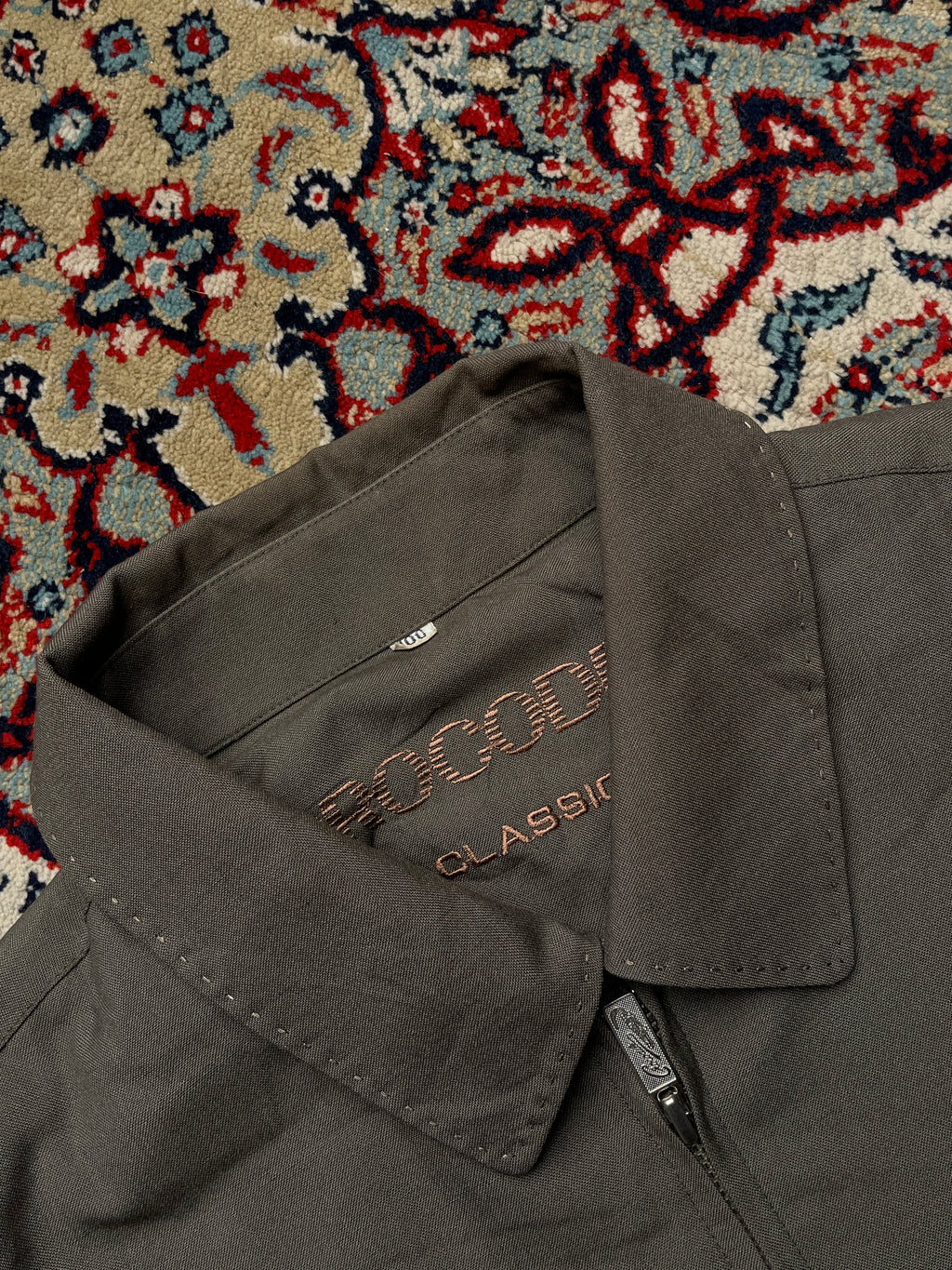 Crocodile Classic Olive Grey Embroidered Logo  Harrington Jacket - M