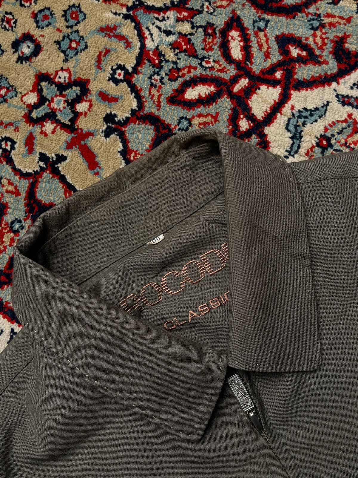 Crocodile Classic Olive Grey Embroidered Logo  Harrington Jacket - M