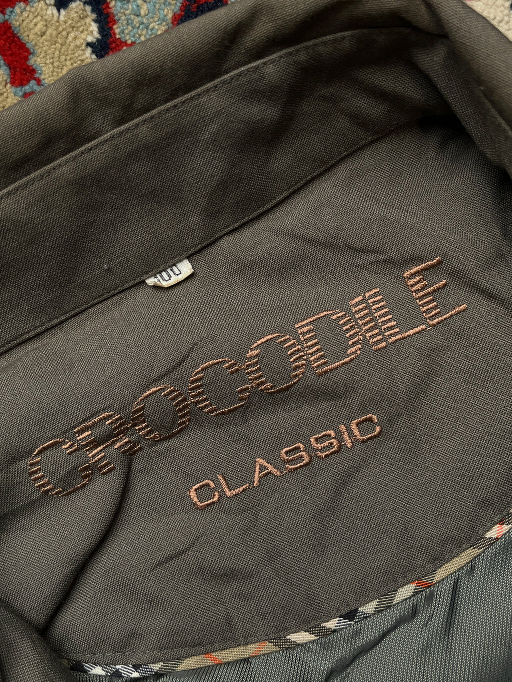 Crocodile Classic Olive Grey Embroidered Logo  Harrington Jacket - M