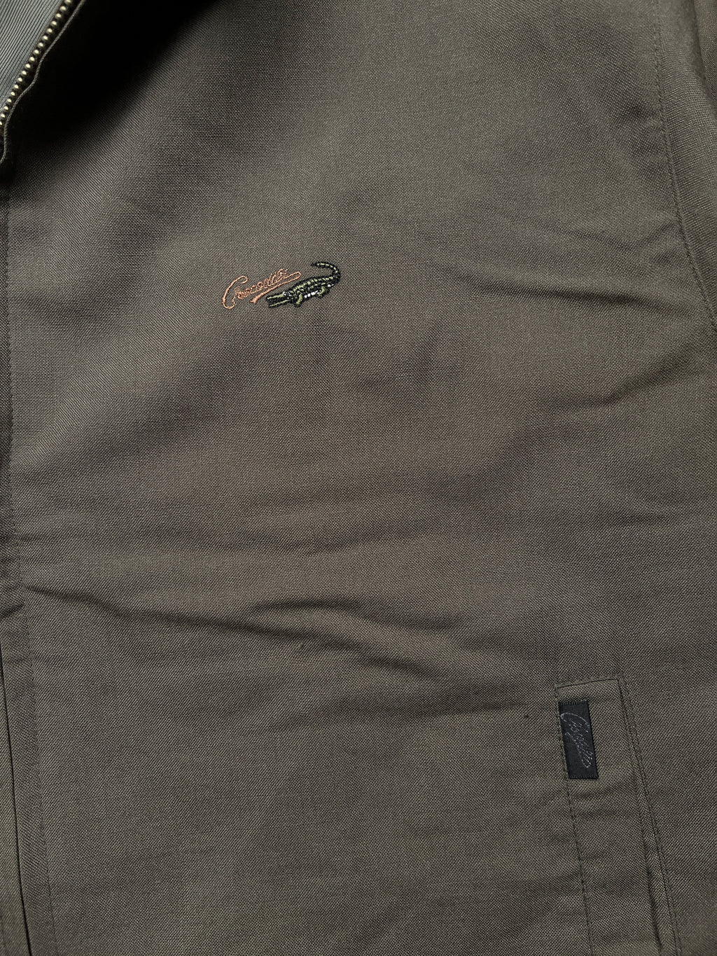 Crocodile Classic Olive Grey Embroidered Logo  Harrington Jacket - M