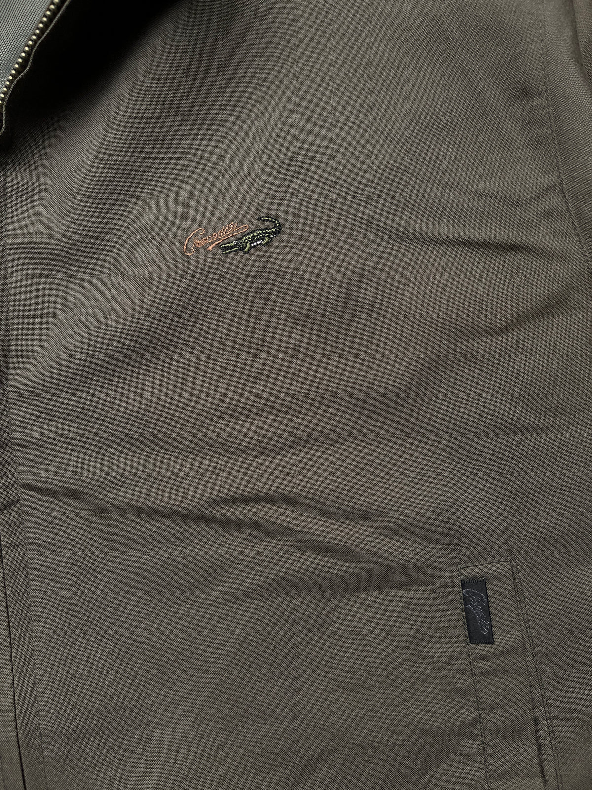 Crocodile Classic Olive Grey Embroidered Logo  Harrington Jacket - M