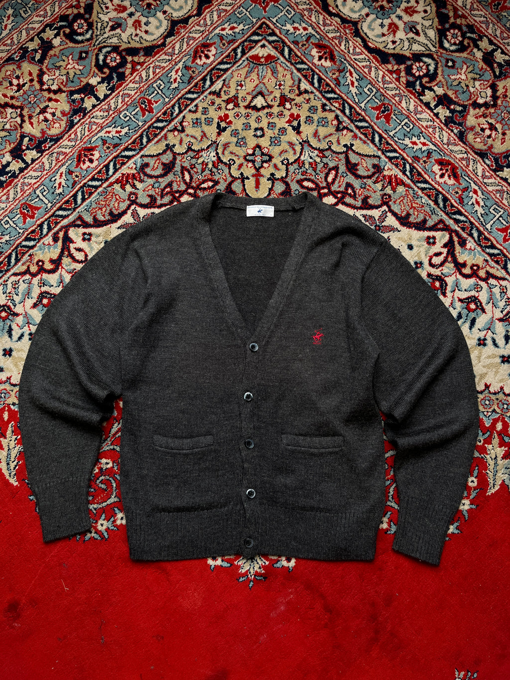 Beverly Hills Polo Club Charcoal Grey Button Front Knit Cardigan - M