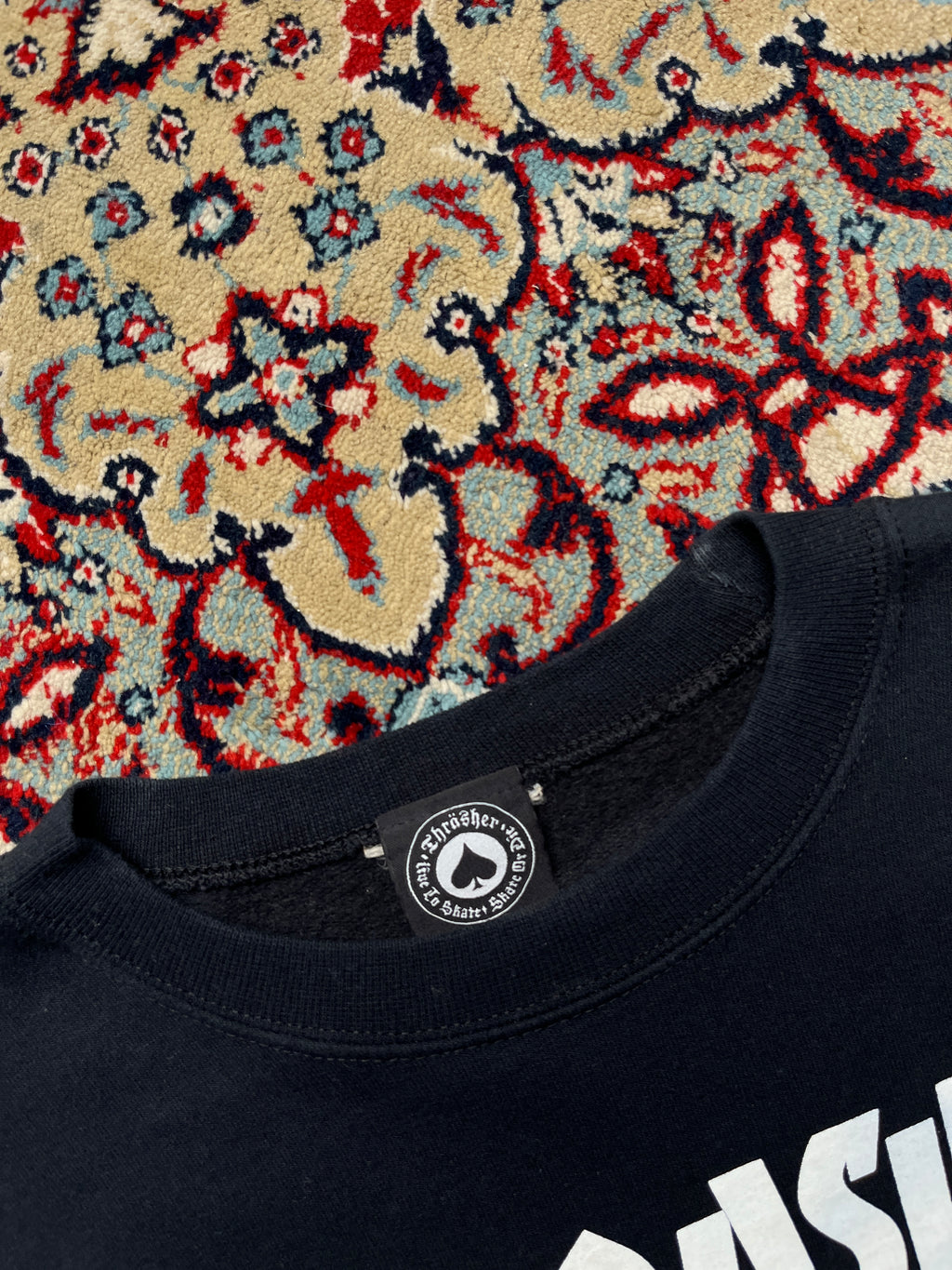 Thrasher Skateboard Magazine Black Graphic Crewneck Sweatshirt - S