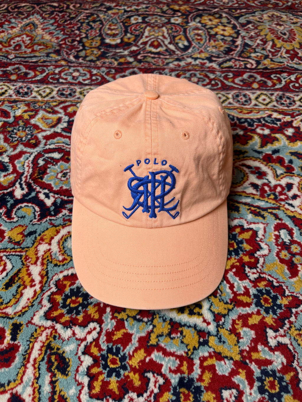 POLO RALPH LAUREN Peach Orange Blue Monogram Golf Baseball CAP
