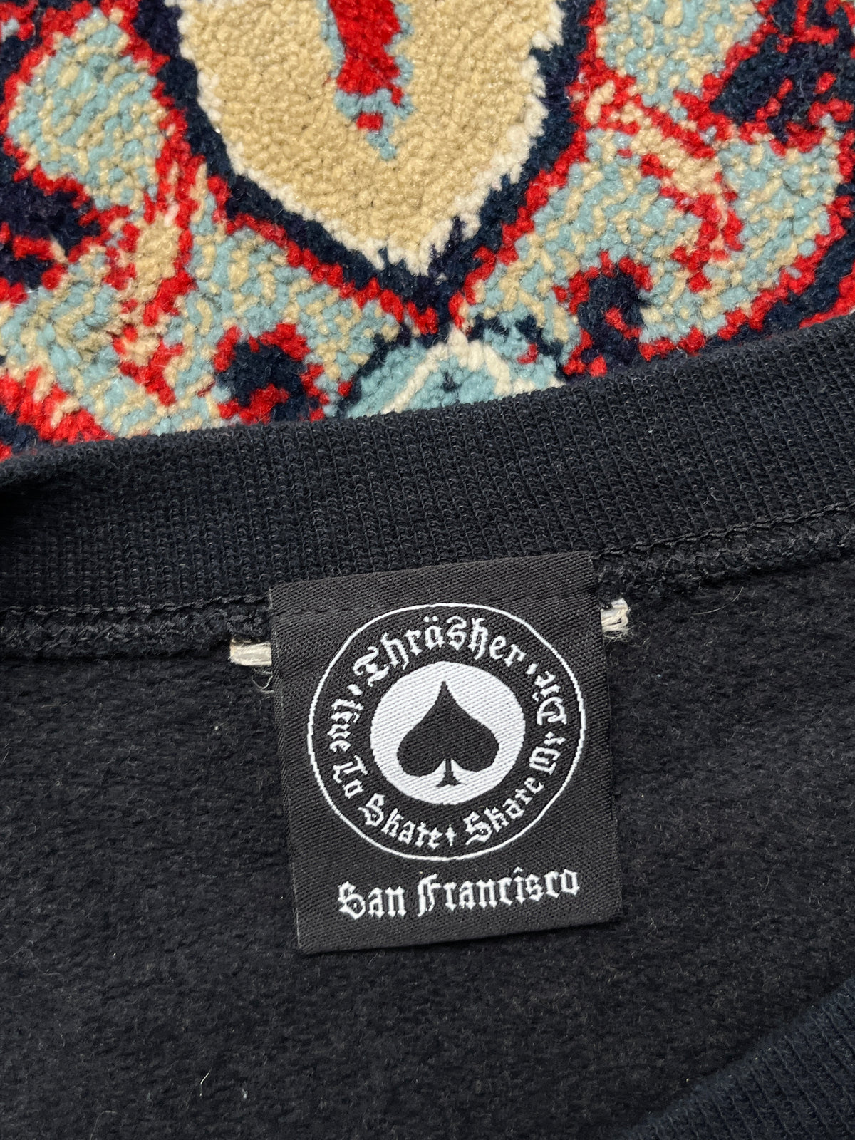 Thrasher Skateboard Magazine Black Graphic Crewneck Sweatshirt - S