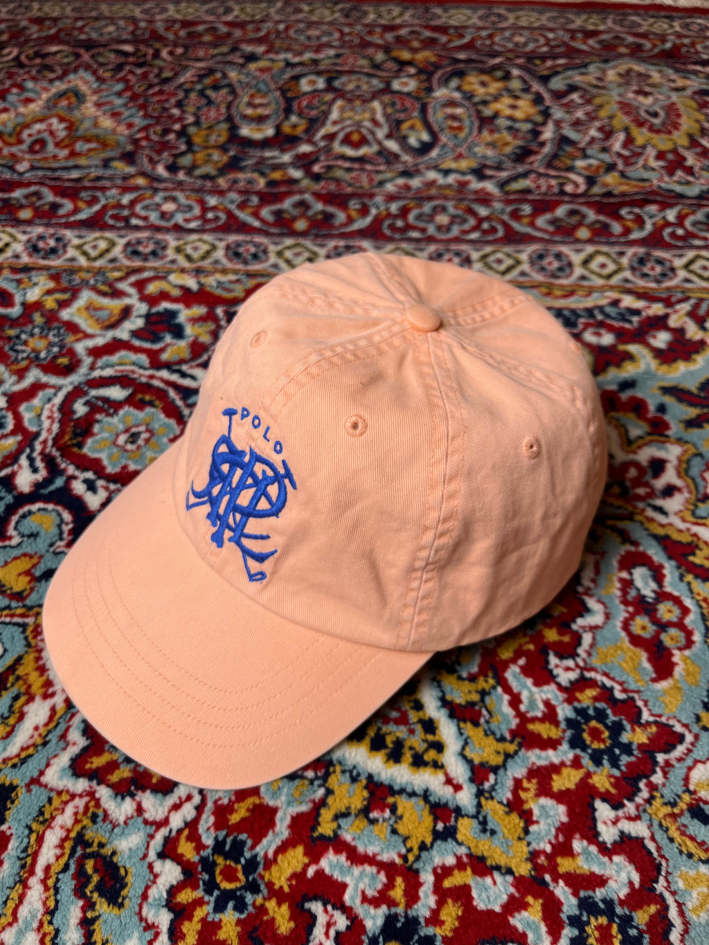 POLO RALPH LAUREN Peach Orange Blue Monogram Golf Baseball CAP