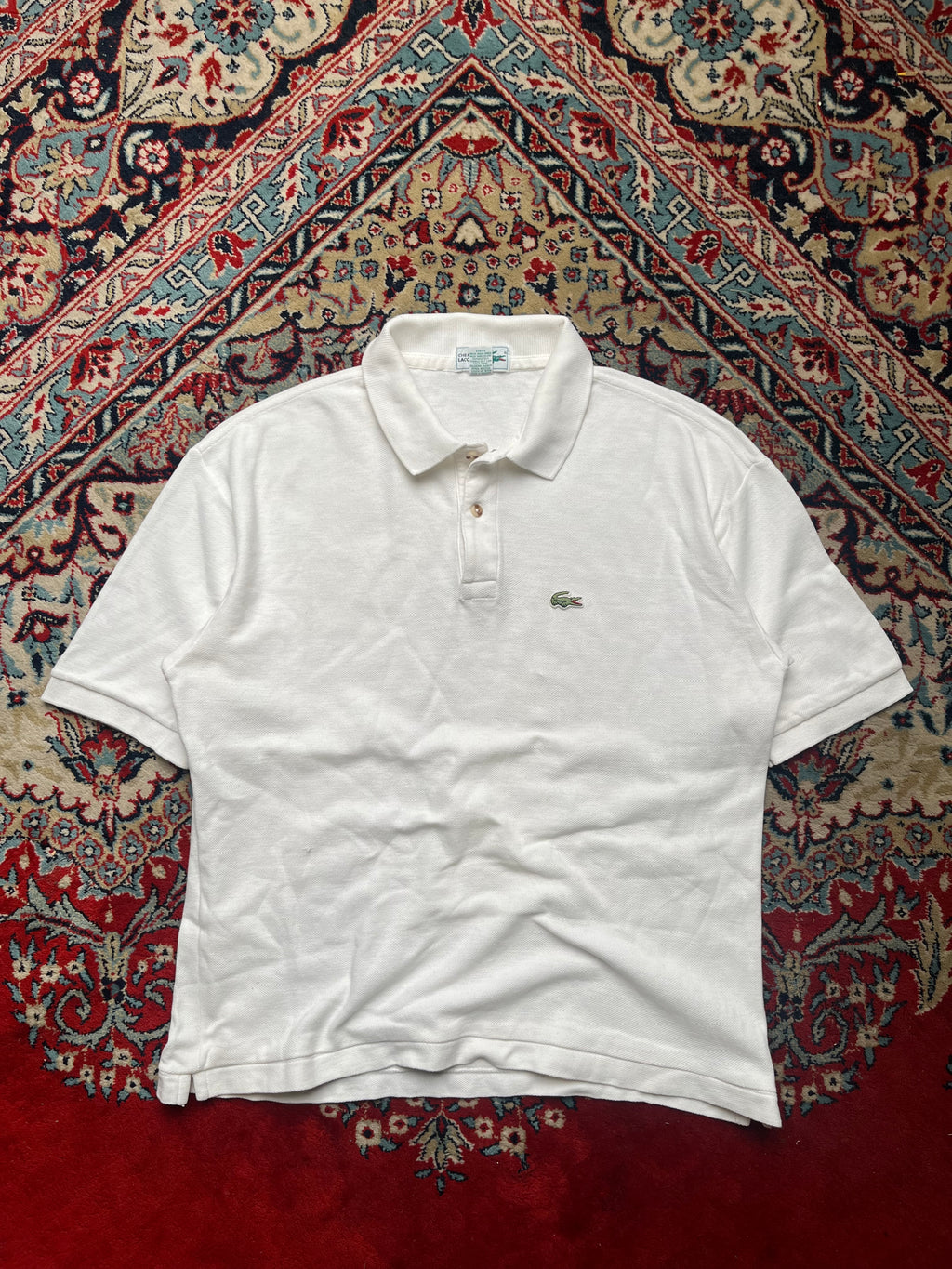 CHEMISE LACOSTE WHITE COTTON POLO TEE - M