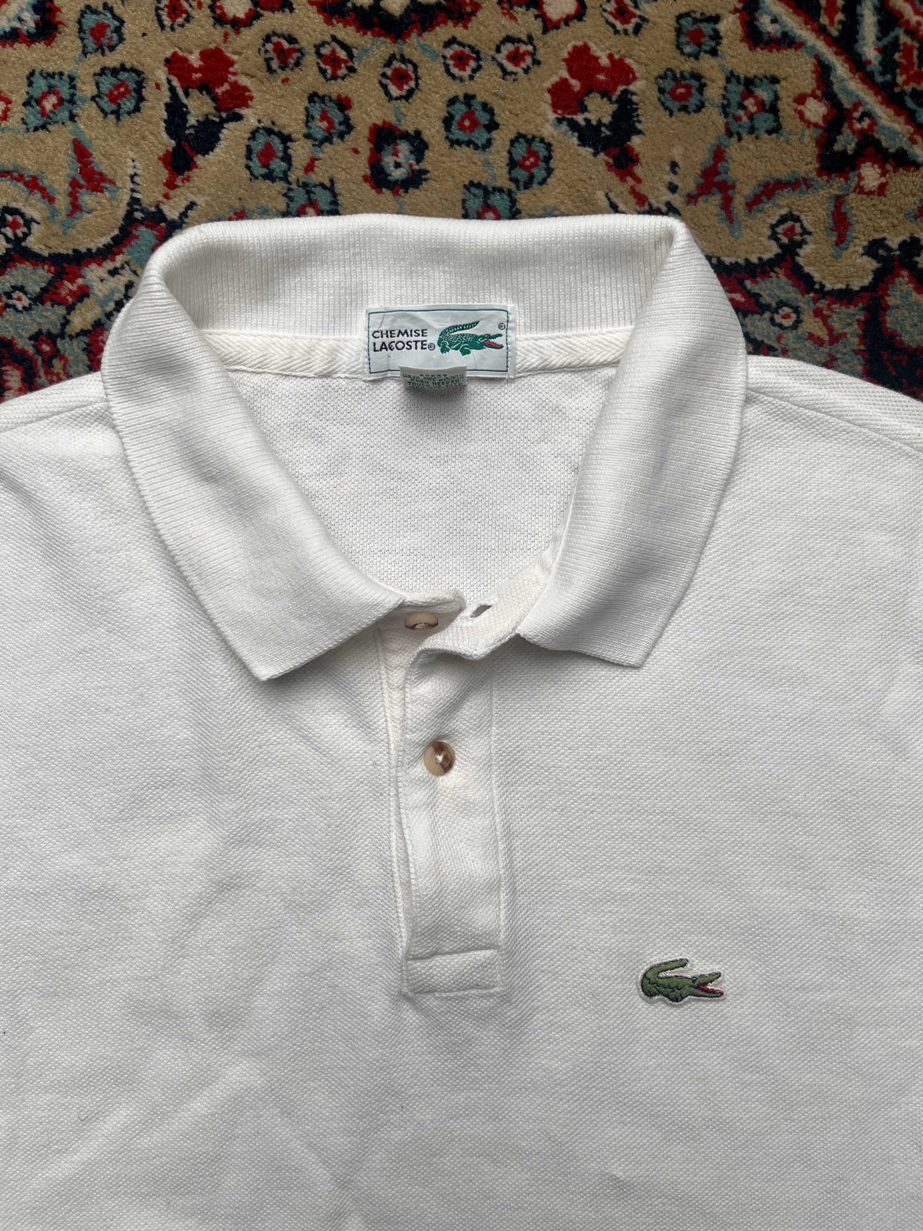 CHEMISE LACOSTE WHITE COTTON POLO TEE - M